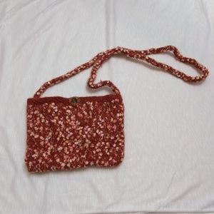 Medium Red Wool Felted Handknit Bag